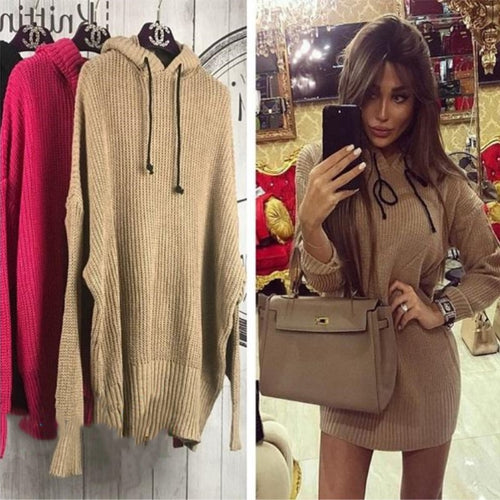 Chunky knit hoodie sweater for women with a loose fit Amarae