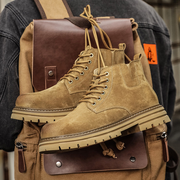 Fashionable men's leather boots in retro style