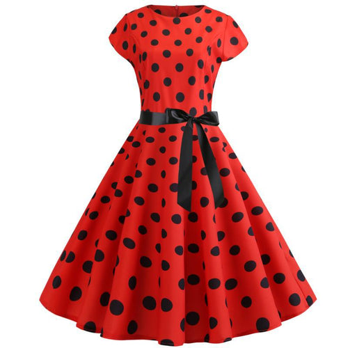 Robe swing rétro pour femmes avec grands pois et ceinture fine Chic & Stil