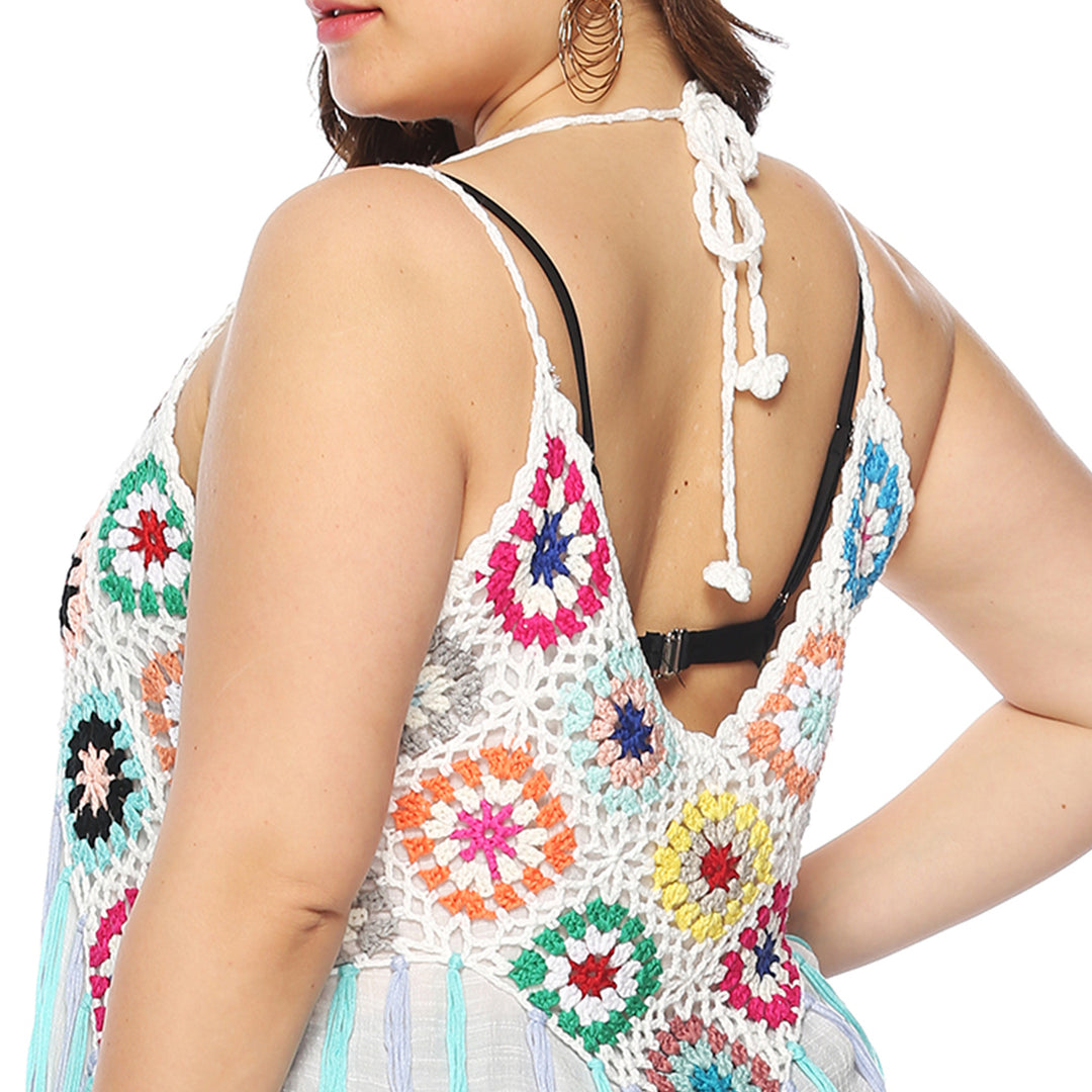 Lune London Women's Crochet Fringe Beach Tunic Dress