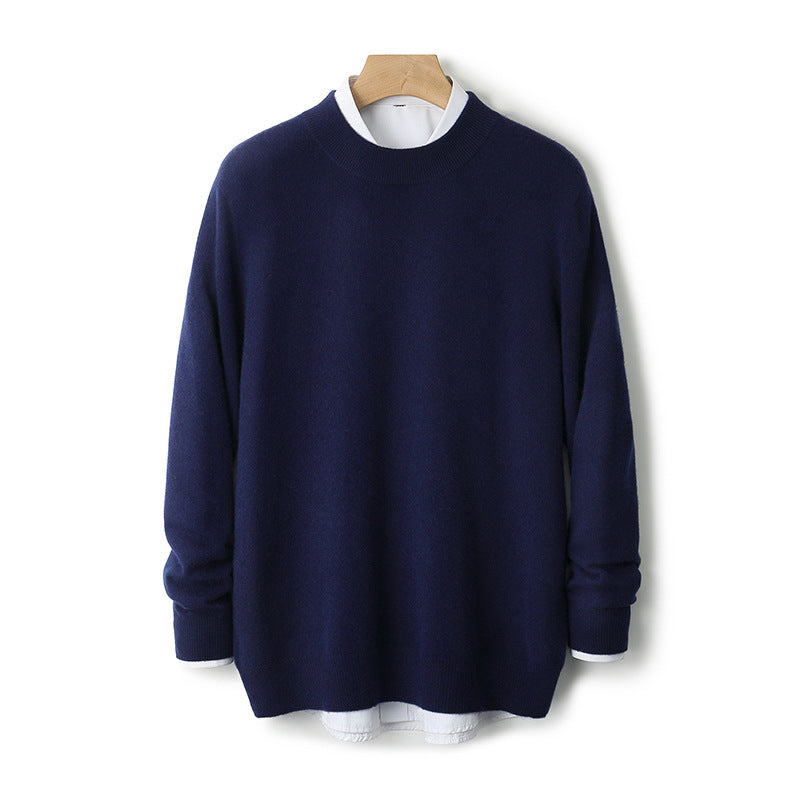 Men's wool sweater, thick, with stand-up collar