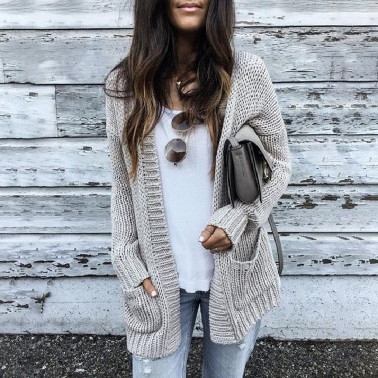 Chunky Knit Jacket for Women with Large Pockets and Relaxed Fit Lune London