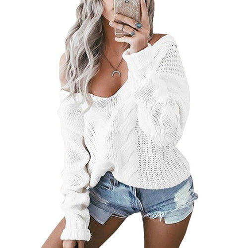 Knit sweater for women with off-the-shoulder and cable design Amarae