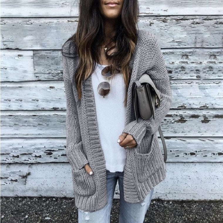 Cardigan en tricot épais pour femmes avec poches pratiques et devant ouvert Chic & Stil
