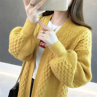Cardigan en tricot épais pour femmes avec coupe ouverte et décolleté en V profond Chic & Stil