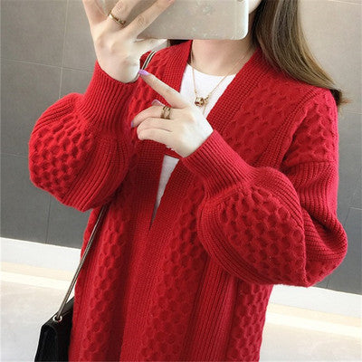 Cardigan en tricot épais pour femmes avec coupe ouverte et décolleté en V profond Chic & Stil