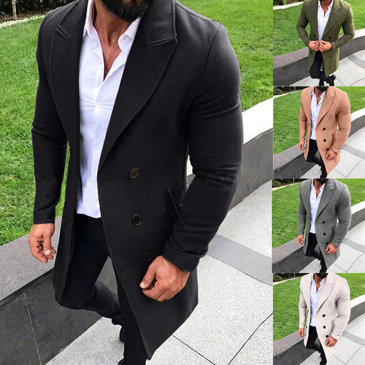 Elegant wool coat for men with double-breasted buttons and slim fit Amarae
