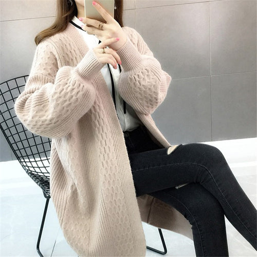 Cardigan en tricot épais pour femmes avec coupe ouverte et décolleté en V profond Chic & Stil