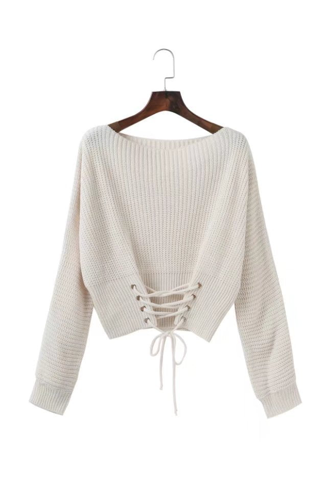 Short pullover for women with laces and loose fit Lune London