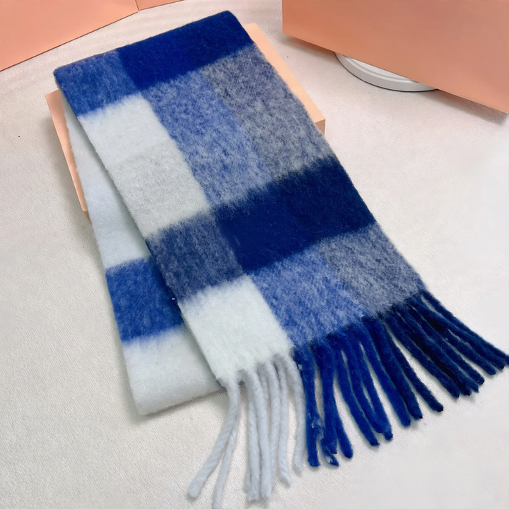 Long Rainbow Scarf made of Mohair-Wool Blend