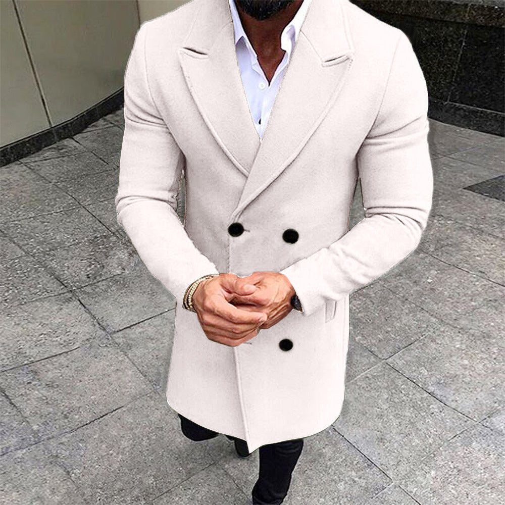 Elegant wool coat for men with double-breasted buttons and slim fit Amarae