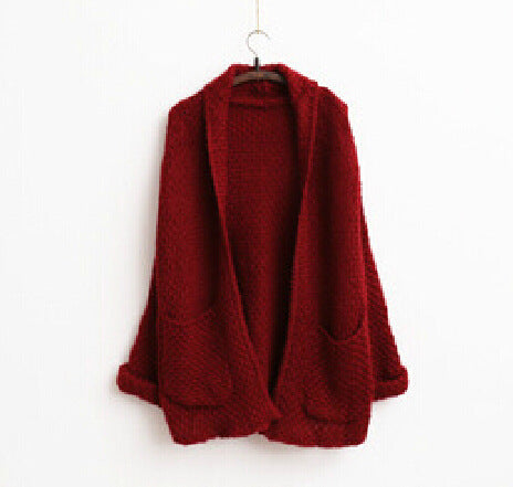 Ladies Chunky Knit Cardigan with Open Sleeves and Practical Pockets Lune London