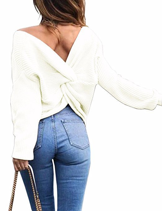 Casual knit sweater for women with a plunging back detail and an oversized cut Lune London