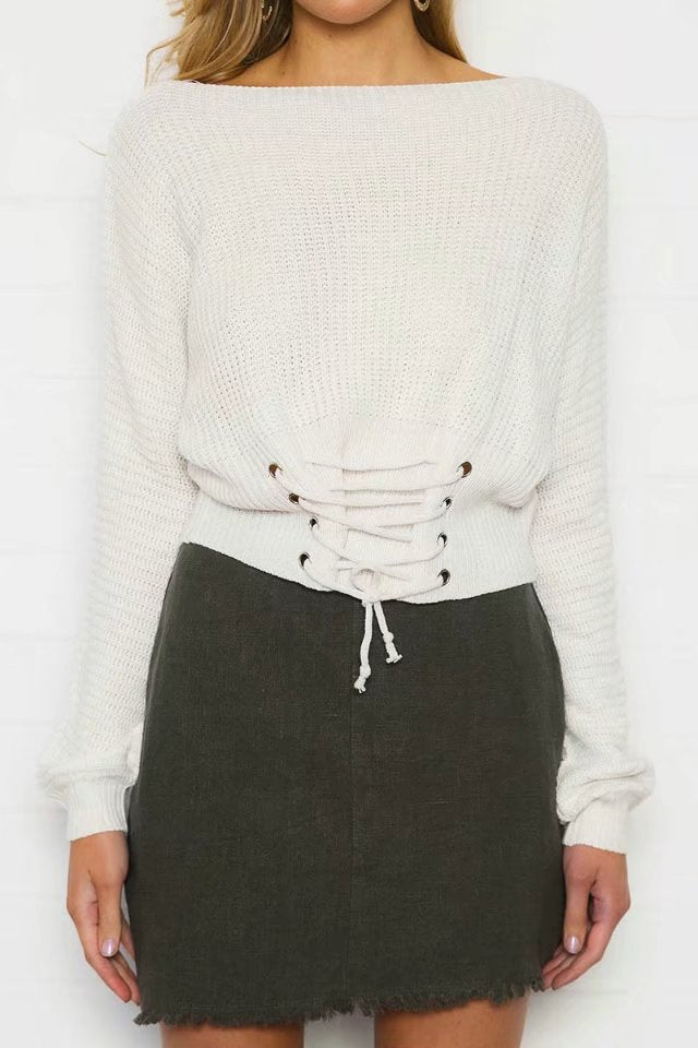 Short pullover for women with laces and loose fit Lune London