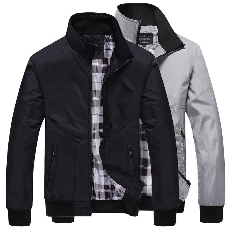 Lightweight transitional jacket for men with a high collar and practical zip pockets Lune London