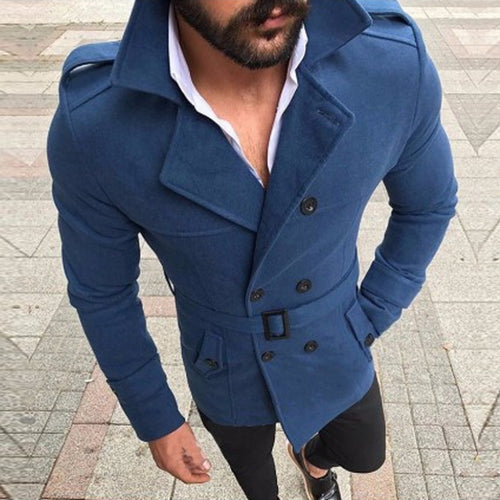 Elegant trench coat for men with fashionable belt and double-breasted Amarae