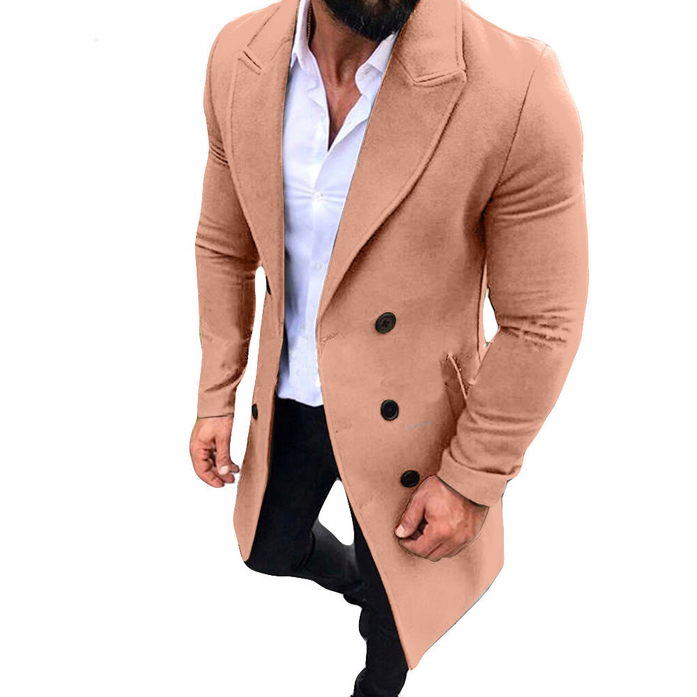 Elegant wool coat for men with double-breasted buttons and slim fit Amarae