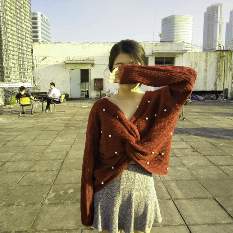 Lune Londonl modern wrap design women's knitted sweater