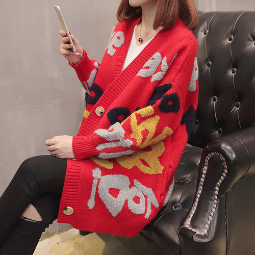 Ladies cardigan in chunky knit with eye-catching pattern and large buttons Amarael