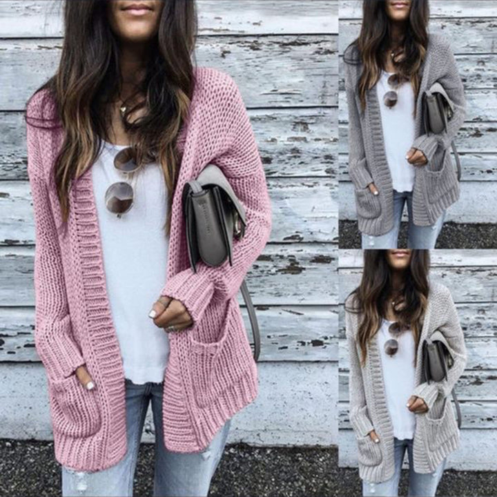 Ladies chunky knit cardigan with relaxed fit and deep pockets Chic and Still