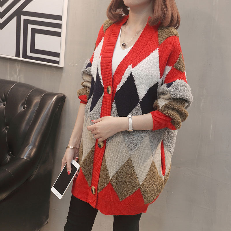 Knitted patterned cardigan for women with button details and relaxed fit Lune London