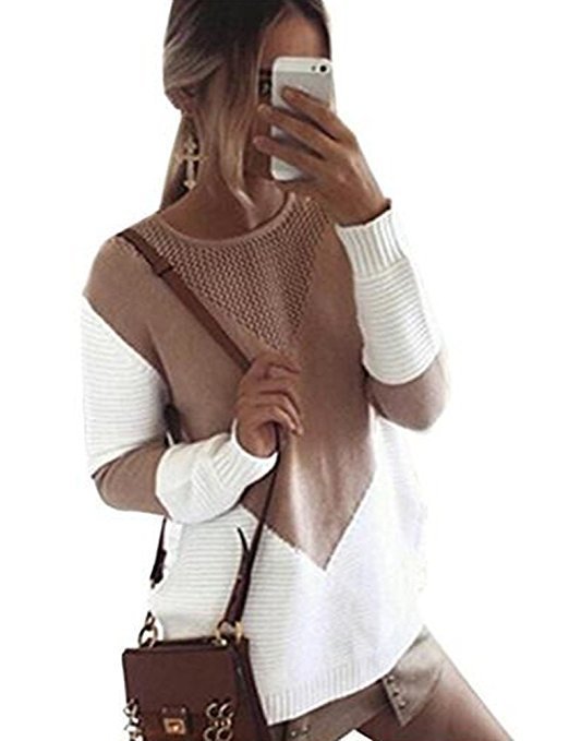 Sweater en tricot pour femmes avec motif géométrique et texture fine Chic & Stil