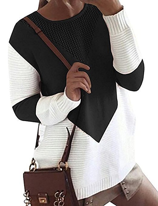 Sweater en tricot pour femmes avec motif géométrique et texture fine Chic & Stil