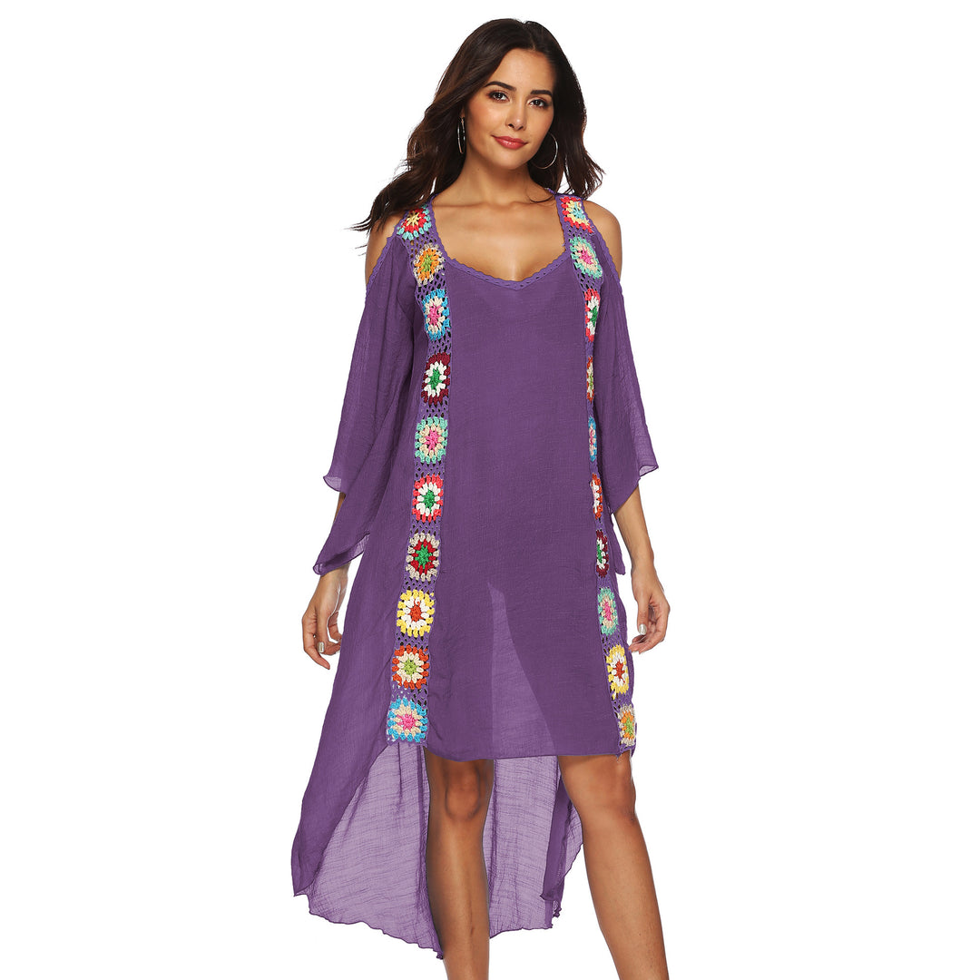 Ladies Floral Embroidered Beach Cover Lune London