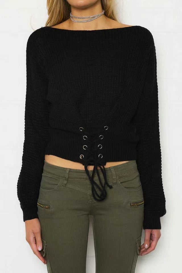 Short pullover for women with laces and loose fit Lune London