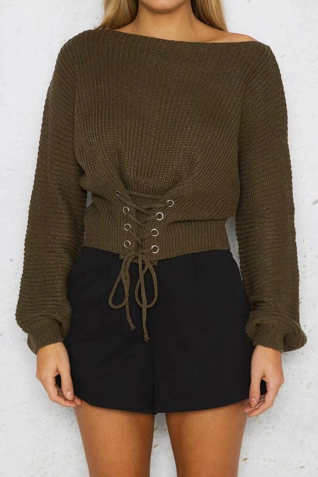 Short pullover for women with laces and loose fit Lune London