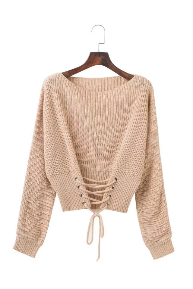 Short pullover for women with laces and loose fit Lune London