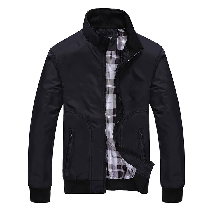 Lightweight transitional jacket for men with a high collar and practical zip pockets Lune London