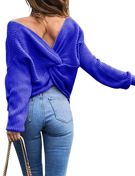 Casual knit sweater for women with a plunging back detail and an oversized cut Lune London