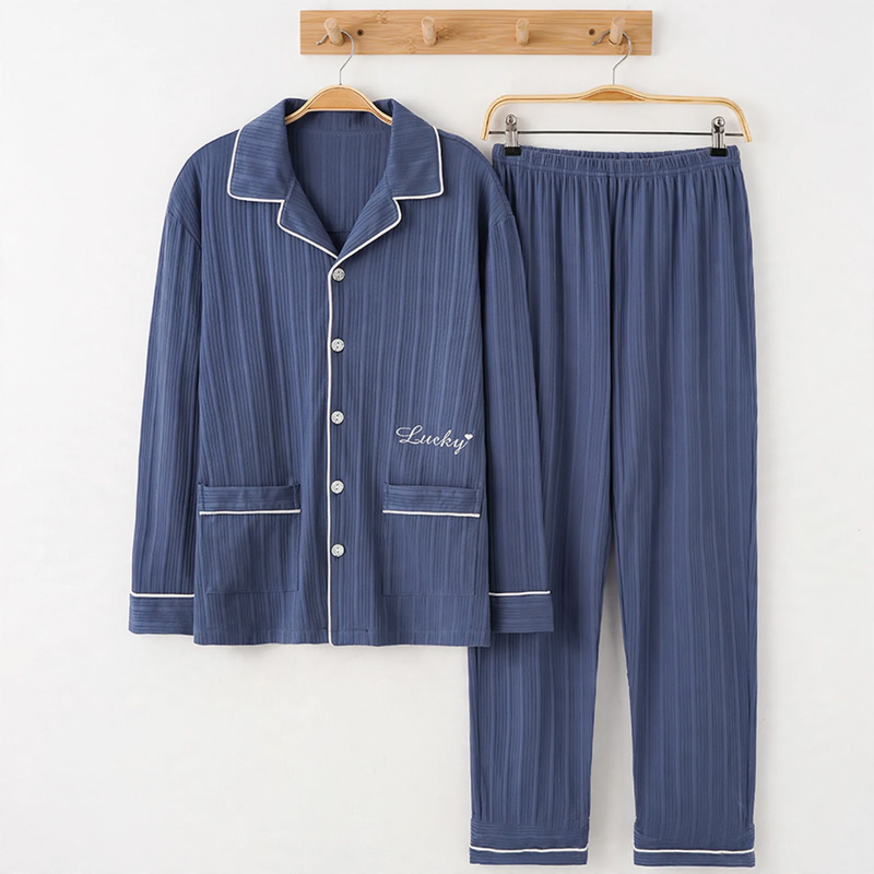 Men's pajamas, cotton, long-sleeved