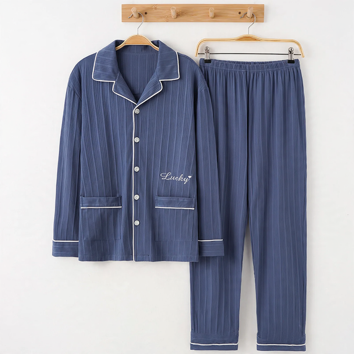 Men's pajamas, cotton, long-sleeved