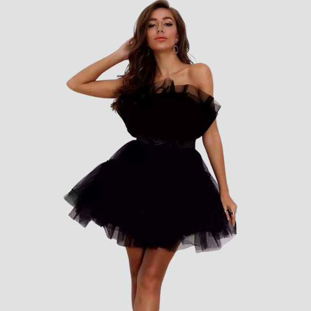 Lune London | Strapless tulle dress with layered skirt