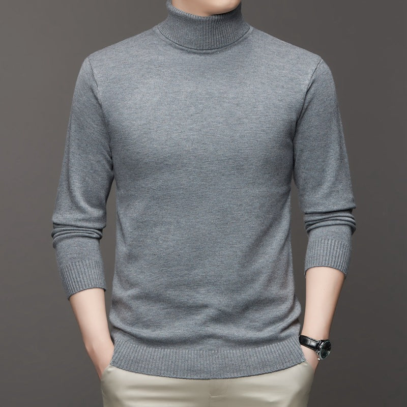 Men's knit sweater, stand-up collar, slim fit