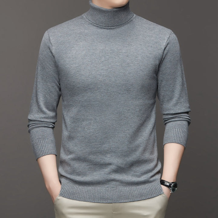 Men's knit sweater, stand-up collar, slim fit