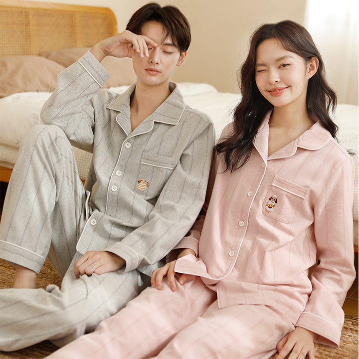 Partner Pajama made of cotton flannel with embroidery