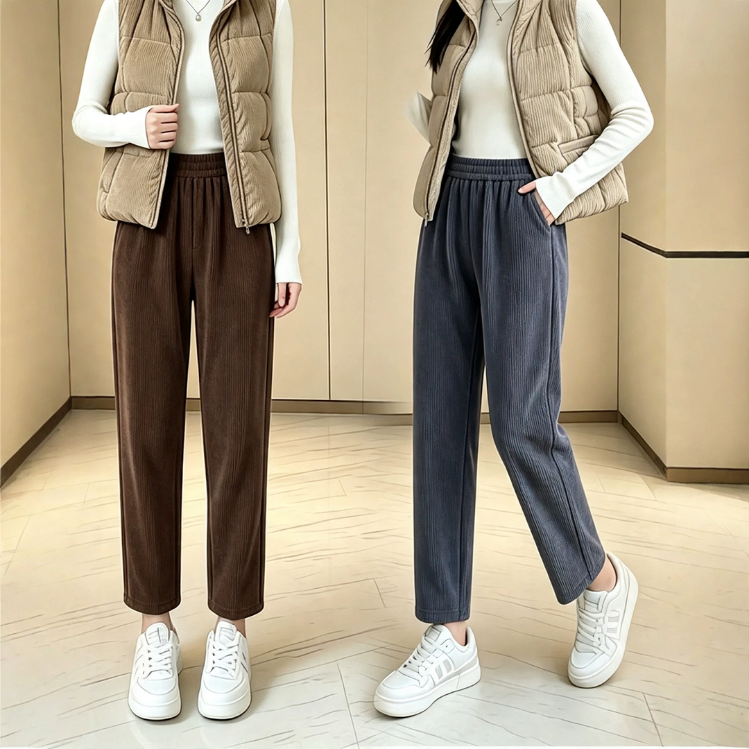 Women's harem pants made of chenille, lined