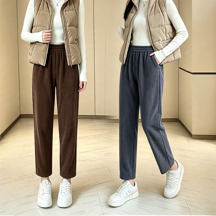 Women's harem pants made of chenille, lined