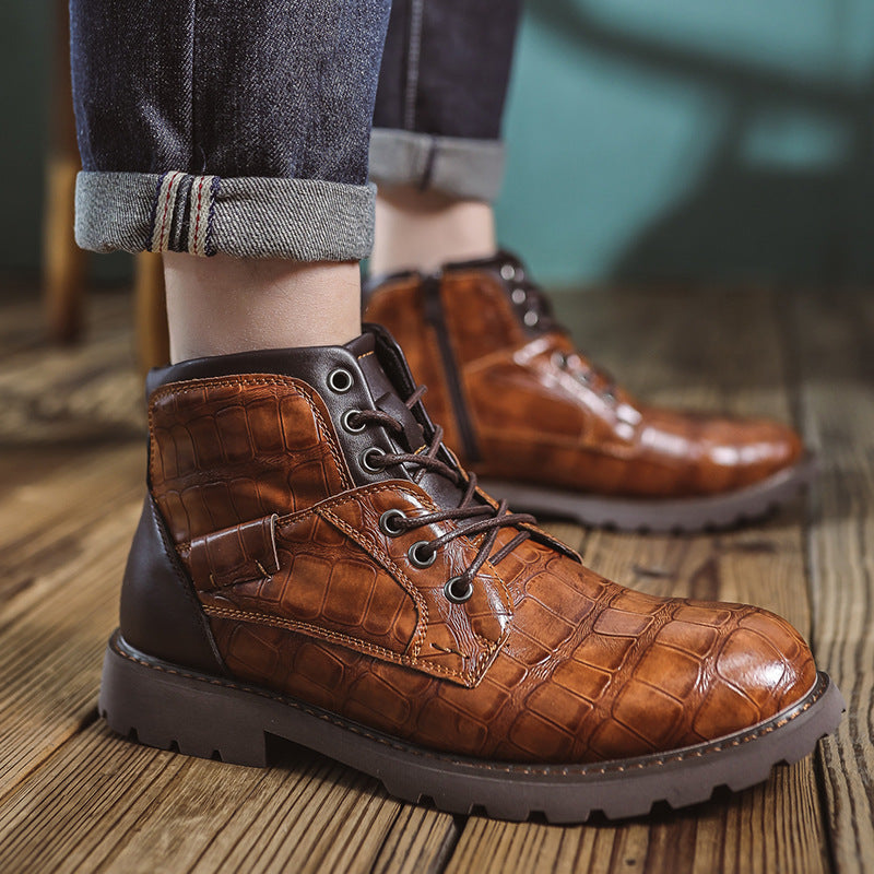 Men's retro-style boots with zipper