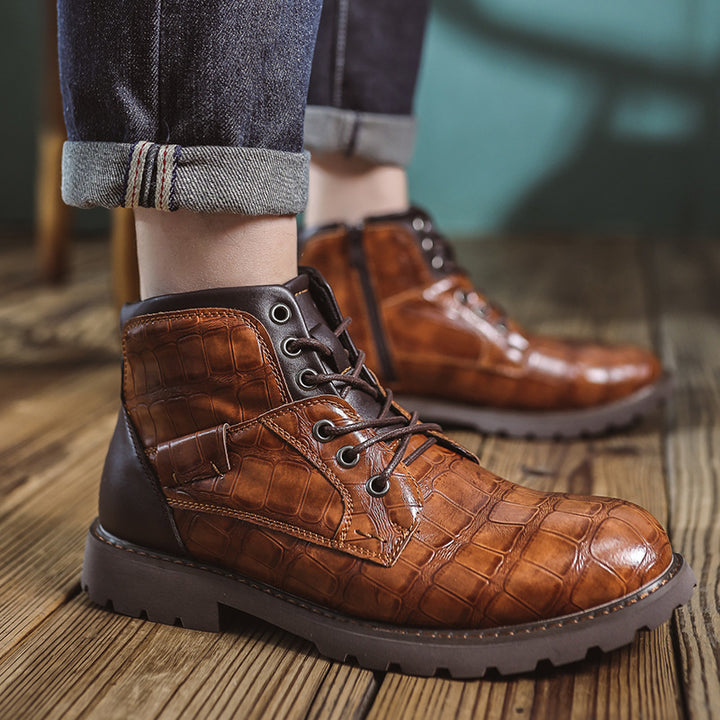 Men's retro-style boots with zipper