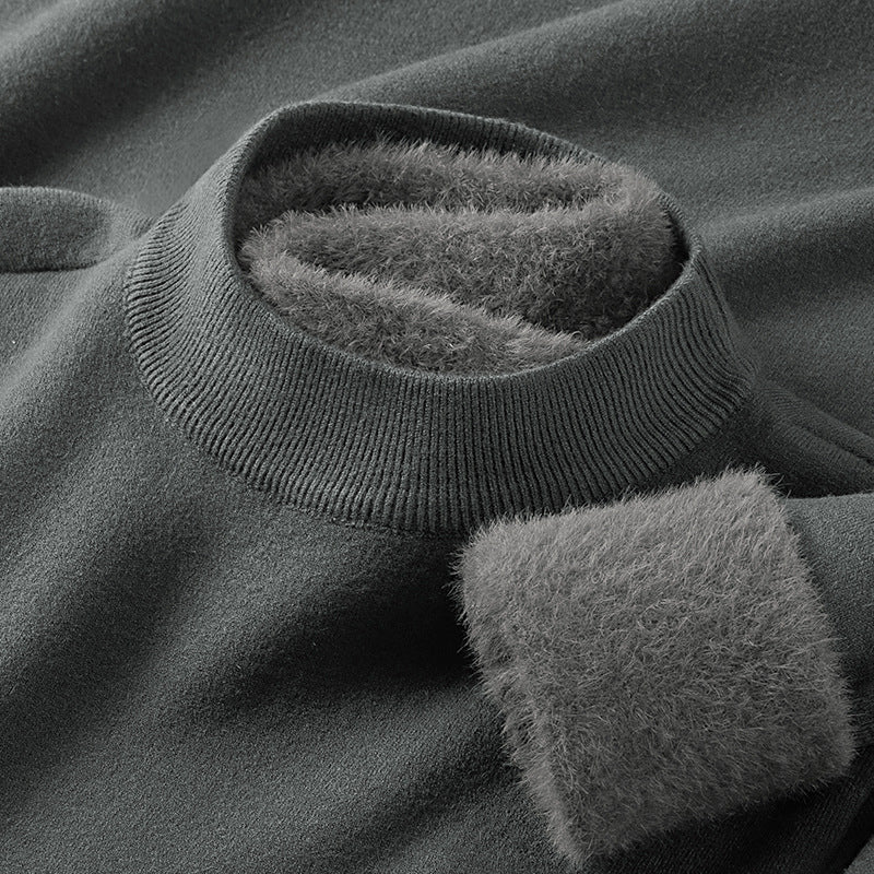 Men's pullover with standing collar made of modal wool blend
