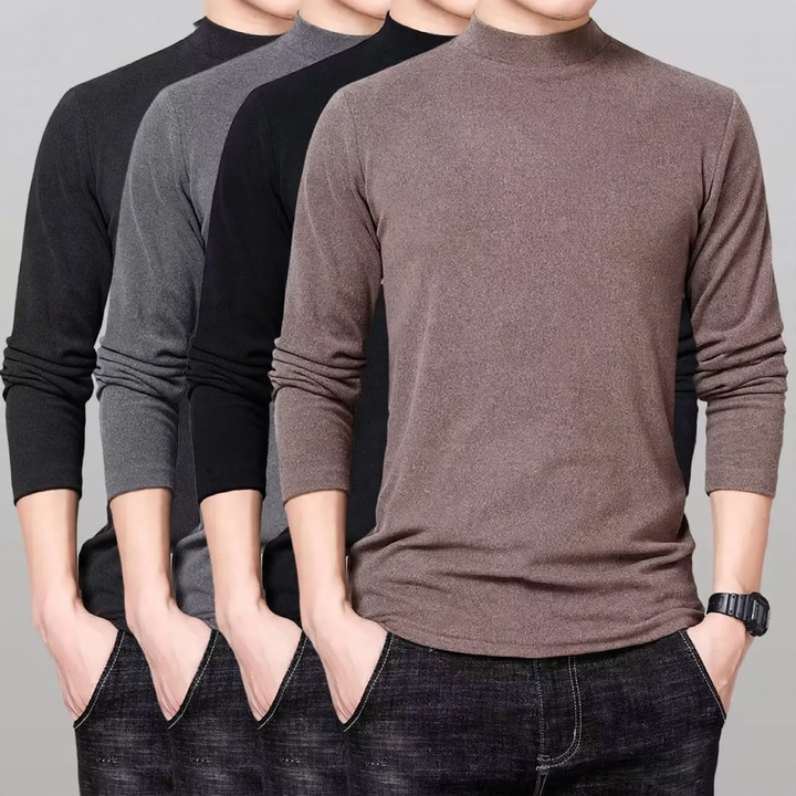 Men's long sleeve shirt with stand-up collar, padded