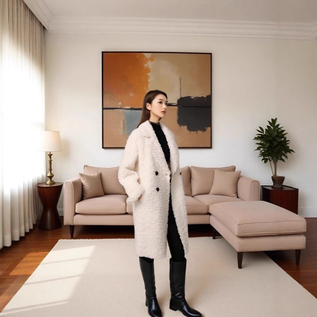 Women's teddy coat in lambskin look