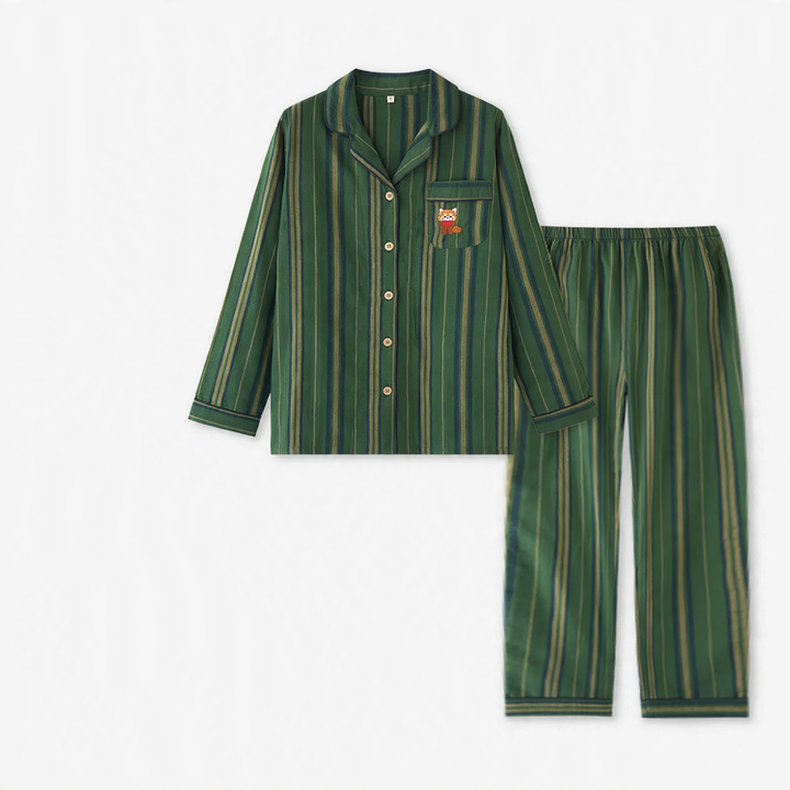 Cotton pajama set for couples, striped
