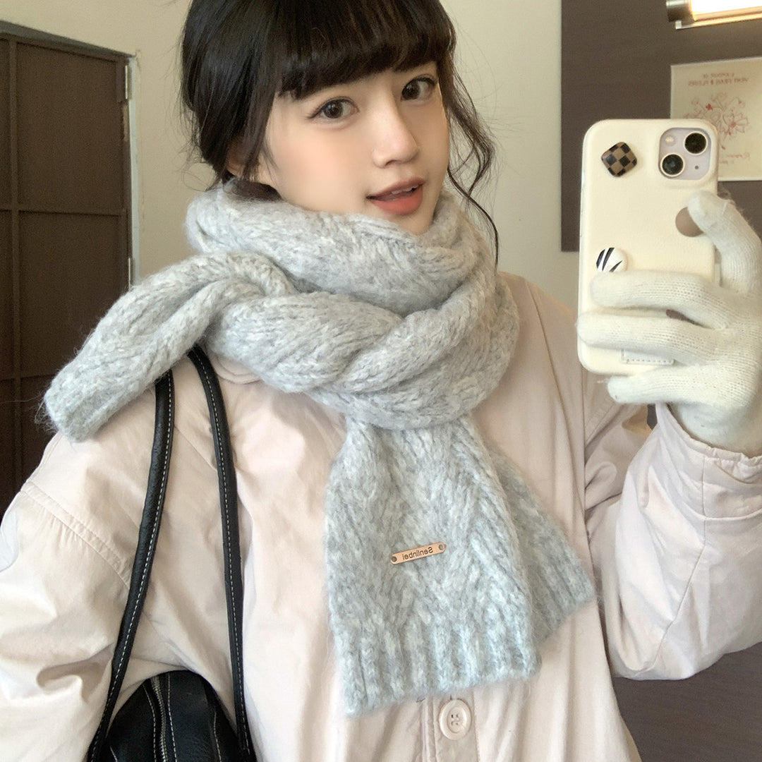 Alpaca wool knitted scarf, warm and soft, 24x165 cm