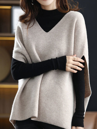Amarae | Women's Casual V-Neck Knit Vest Solid Color Layer