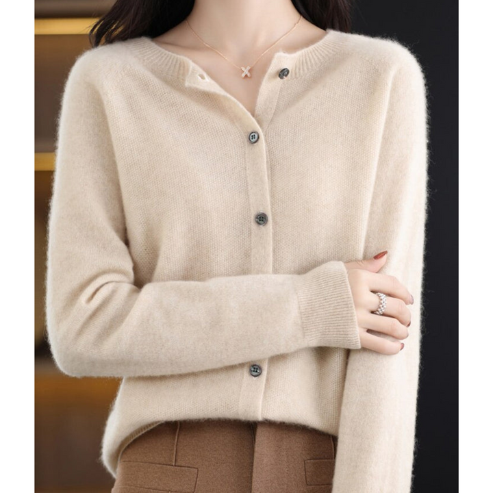 Lune London | Merino Wool Women's O-Neck Knitted Cardigan Sweater